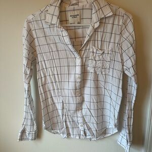 Abercrombie & Fitch White Checkered Women's Button Down Top